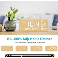 Miniatyrbild 4 av 6: Digital väckarklocka i trä, 0-100 % justerbar ljusstyrka dimmer och larmvolym, veckodag/helgläge, dubbla larm, snooze, 12/24h, trä LED