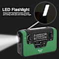 Miniatyrbild 5 av 7: FM/AM/SW Utomhus nödradio - LED-ficklampa - Solcellsdriven - Kan ladda telefonen i nödsituationer (grön)
