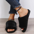 Miniatyrbilde 7 av 7: Herre Plush Terry Tøfler med Åpen Tå Innendørs Slippers Slip On (Svart Small 7-8)
