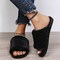 Miniatyrbillede 7 af 7: Herre Plysfutter med Åben Tå, Indendørs Hjemmesko Slip On (Medium 7-8)