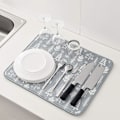 Miniatyrbild 5 av 7: Torkmattor för julgransdisk för köksbänk, mikrofiberabsorberande diskavlopp/ställkuddar för diskbänk, 19,5 x 15,8 tum, set med 2, grå
