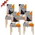 Miniatyrbild 1 av 5: Matstolsöverdrag i stretch i 4 delar, universal tvättbara stolsöverdrag, lätta att rengöra stolsöverdrag för matsalsinredning på hotellrestaurang (geometri, set med 4)