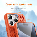 Miniatyrbillede 2 af 6: Kølende køleplade til Magsafe magnetisk telefoncover til i-Phone 16 pro Åndbart Mesh Hårdt cover （orange）