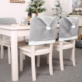 Miniatyrbilde 2 av 5: 4 stk. nye juledekorasjoner grått stoltrekk ikke-vevd krakkdeksel julestoltrekk 58*49cm