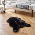 Miniatyrbild 5 av 6: Ultramjuk fluffig fuskpäls fårskinnsmatta för sovrum Vardagsrum Black Fuzzy Tvättbar Heminredning Plysch Shag Mattor Small Area Mattor, 2x3 fot