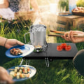 Miniatyrbild 9 av 9: Bärbar utomhusspis hopfällbart campingbord svart sliver