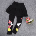 Miniatyrbild 7 av 7: Tjej Musse Pigg Minnie Mouse Långbyxor Kjol Legging Svart 110 Black 100