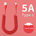 Miniatyrbild 5 av 5: 66W 5A Snabbladdning Typ C Kabel Mikrofjäder Billaddningshytt Vit one size
