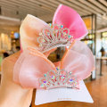 Miniatyrbild 4 av 11: Barnspets Prinsessan Aisha Crown Bow Hårnålshuvudbonad Orange Lace Crown Bow