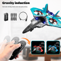 Miniatyrbild 2 av 10: 2,4G fjärrkontroll flygplan, elektrisk RTF Epp Foam Fighter leksak, julklapp till barn Blue + Gravity Sensing Blue-No Gravity Sensing
