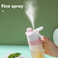 Miniatyrbild 8 av 8: 700 ml bärbar 2 i 1 frostad sprayvattenflaska utomhuskopp rosa 700ml blue
