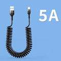 Miniatyrbild 4 av 5: 66W 5A Snabbladdning Typ C Kabel Mikrofjäder Billaddningshytt Vit one size