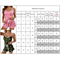 Miniatyrbild 5 av 5: Printed väst Cami Sovkläder Pyjamas Underkläder Shorts Set Burgundy S black M