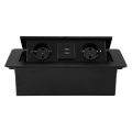 Miniatyrbild 1 av 10: 2 EU dolda uttag i bänkskivan Desktop Infällbart uttag Bordsuttag Långsamt för pop up med USB laddning väggsocka Black Black
