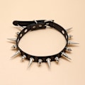 Miniatyrbild 4 av 5: Lång Spik Choker Punk Konstläderkrage Goth Style Halsband Svart