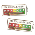 Miniatyrbild 6 av 8: My Social Battery Brosch Rolig Emalj Pin Creative Lapel Pin A A
