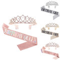 Miniatyrbild 2 av 5: 1Set Bling Rhinestone Crown Tiara Sash Födelsedag Anniversary Par Multicolor BIRTHDAY GIRL
