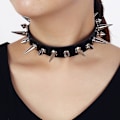 Miniatyrbild 1 av 5: Lång Spik Choker Punk Konstläderkrage Goth Style Halsband Svart