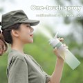 Miniatyrbild 1 av 8: 700 ml bärbar 2 i 1 frostad sprayvattenflaska utomhuskopp rosa 700ml blue