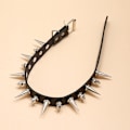 Miniatyrbild 3 av 5: Lång Spik Choker Punk Konstläderkrage Goth Style Halsband Svart