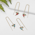 Miniatyrbild 2 av 5: Långa droppe örhängen hängande tofs kristall halsband örhängen