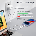 Pikkukuva 3 / 4: iPhone Snabbladdare USB-C PD 3.0. 20W Strömadapter + Kabel White