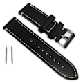Pikkukuva 1 / 2: Äkta Läder Vattentätt Klockarmband i 20mm m 2 sprintar . Svart Black
