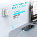 Miniatyrbilde 3 av 3: 1 x 60W Snabbladdningskabel USB-C - USB-C F iPhone 15 /16 Samsung mm White