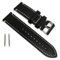 Miniatyrbild 1 av 2: Äkta Läder Vattentätt Klockarmband i 24mm m 2 sprintar . Svart Svart
