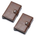 Miniatyrbillede 1 af 2: 2 x RFID Korthållare Skjuter Fram 6st Kort m Jacka o Sedelfack Dark brown