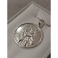 Miniatyrbilde 3 av 3: Graverad Dubbelsidig Äkta Silver Saint Christopher Protectus Hänge m Kedja