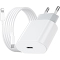 Miniatyrbillede 1 af 4: iPhone Snabbladdare USB-C PD 3.0. 20W Strömadapter + Kabel White