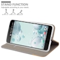 Miniatyrbild 4 av 4: Coque - CADORABO - HTC U ULTRA - Syntetiskt läder - Horisontellt stativ - Ficka för kort Grå