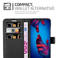 Miniatyrbild 4 av 4: Fodral till Huawei P20 - CADORABO - Imiterat läder - Svart - Stativfunktion - Kortfack Svart