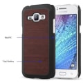 Miniatyrbild 3 av 4: Samsung Galaxy J1 2015 (5) Fodral i WOODY CAFÈ BROWN av Cadorabo (WOODY Design) Ultratunt hårt plastfodral med hårt fodral