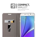 Miniatyrbild 3 av 4: Cadorabo Fodral för Samsung Galaxy NOTE 5 LJUSGRÅ BRUN TYG-IMATISK LÄDER Fodral Fodral Magnetiskt stöder stativkortplats