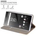 Miniatyrbild 4 av 4: Sony Xperia Z5 PREMIUM-fodral i LJUSGRÅBRUNT från Cadorabo (TYG-LEATHERETTE-design) Fodral med fullständigt skydd med flipskydd