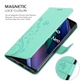 Miniatyrbild 4 av 4: Etui Oppo FIND X3 NEO - CADORABO - Turkos - Blommig - Syntetläder - Skyddshölje Turkos