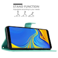 Miniatyrbild 3 av 4: Coque - CADORABO - Samsung Galaxy A7 2018 - Syntetiskt läder med blommotiv - 3 kortfack - Praktiskt stativ Grön