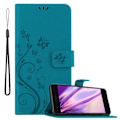 Miniatyrbild 1 av 4: Etui för LG K8/K9 2018 - CADORABO - Blå Blommönster - Syntetläder - Ställningsfunktion - Kortfack BLOMMA BLÅ