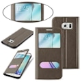 Miniatyrbild 3 av 4: Samsung Galaxy S6 EDGE i STONE BROWN av Cadorabo (Design VIEW) Fullt skyddsfodral med Clamshell Flip, horisontellt stativ