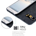 Miniatyrbild 3 av 4: Skyddsfodral för HTC ONE A9 i BLÅ BRUN Med magnetisk stängning och stöd-funktion Blå