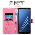Miniatyrbild 3 av 4: Fodral till Samsung Galaxy A8 2018 i PINK BLOMMA Cadorabo Cover Protection Floral Rosa blommig