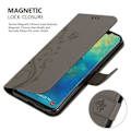 Miniatyrbild 4 av 4: Fodral till Huawei MATE 20 PRO - CADORABO - Blommönster - Imiterat läder - Stativfunktion - 3 kortplatser Grå