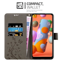 Miniatyrbild 2 av 4: Coque - CADORABO - Samsung Galaxy A11 / M11 - Similicuir - Grå Blommor - Plånboksfodral med Ställfunktion Blommig grå