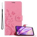 Miniatyrbild 1 av 4: Fodral till Samsung Galaxy A40 / A40s - CADORABO - Rosa - Imiterat läder - Blommönster - 3 kortplatser Rosa