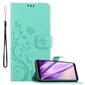 Miniatyrbild 1 av 4: Coque - CADORABO - Samsung Galaxy A7 2018 - Syntetiskt läder med blommotiv - 3 kortfack - Praktiskt stativ Grön