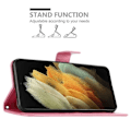 Miniatyrbild 4 av 4: Coque för Samsung Galaxy S22 Ultra - CADORABO - Blomster Etui - Simili-läder - Ställfunktion - Fullständigt skydd Rosa blommig
