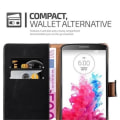 Miniatyrbild 3 av 4: LG G3 Fodral i JET BLACK från Cadorabo (LYXIG Design) Helt skyddsfodral med Flip Flip och horisontellt stativ