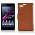 Miniatyrbild 3 av 4: Coque för Sony Xperia Z1 COMPACT Etui i NÖTBRUN Hölster Case Cover Skydd i strukturerad konstläder fack kastanj